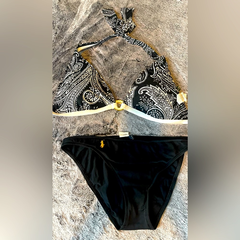 🤍🖤Ralph Lauren black and white  2 piece (S) bottom (12) top. 🖤🤍